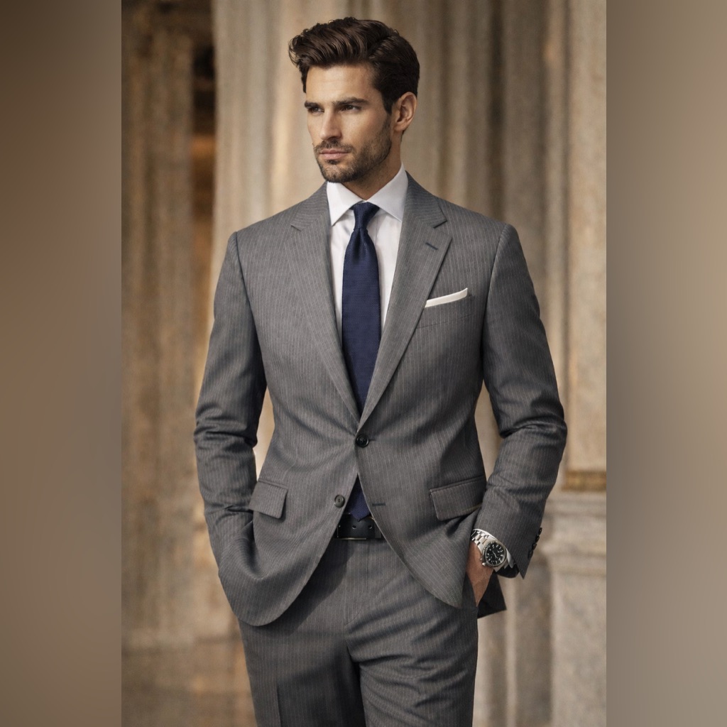 Hugo Boss Gray Pinstripe Blazer 38s Wool Blend 3-Button Tailored Sport Coat